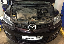 Увеличение мощности, удаление катализатора, установка пламегасителя MG-RACE, отключение лимита скорости на Mazda CX-7 2.3T