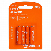 AIRLINE AAA04 Батарейки lr03/aaa щелочные 4 шт. блистер (мизинчиковые) (aaa-04)