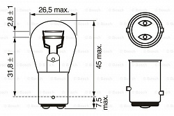 BOSCH 1987302202 Лампа P21/5W 12V стоп/габарит двухнитевая pure light