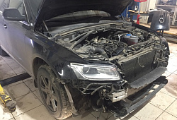 Audi Q5 2.0 TFSI (165 kw) 8AT 2013- Посторонний шум двигателя при нажатии на педаль газа. Растянута цепь ГРМ, гидронатяжитель цепи вышел полностью. Фазовращатель (фазорегулятор) впускного распредвала имеет большой люфт, что привело к ошибке P0341.